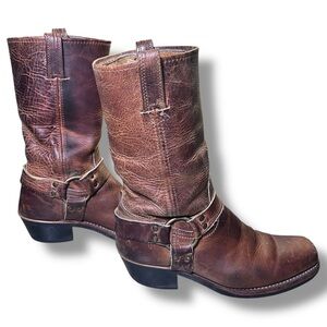 Frye Belted Harness Boots Mens 10 M Motorcycle Engineer Square Toe USA Leather